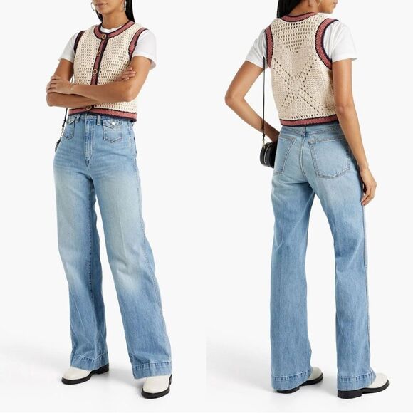 NWT RE/DONE "70'S POCKET WIDE LEG" JEANS in Vintage Fade - Picture 1 of 9